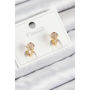 Pirinç Zirkon Taşlı Dondurma Model Gold Renk Çocuk Küpe