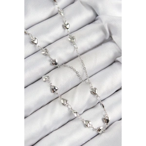 Pirinç Zirkon Taşlı Kalp Model Gümüş Renk Y Kolye