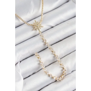 Pirinç Zirkon Taşlı Kutup Yıldızı Model Gümüş Renk Y Kolye