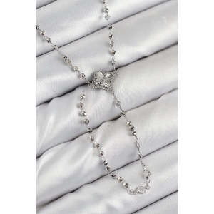 Pirinç Zirkon Taşlı Yonca Model Gümüş Renk Kadın Y Kolye