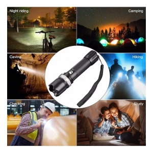 Profesyonel Şarjlı El Feneri Uzun Menzilli Şarjlı Zoomlu Süper Güçlü Acil Durum Feneri Çift Bataryal (5047)