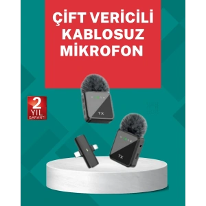 Mey İthalat® Profesyonel Ses Kayıtları İçin 2’li Kablosuz Yaka Mikrofon Seti