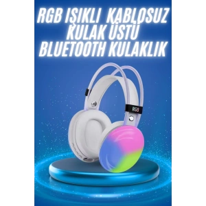 Mey İthalat® RGB Işıklı Yüksek Ses Kaliteli Kablosuz Kulak Üstü Bluetooth Kulaklık