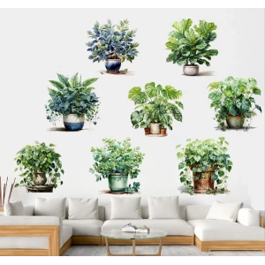 Saksılı Çiçek Tasarımlı 8li Sticker (5047)