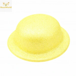 Mey İthalat® Sarı Simli Melon Şapka | İnce Plastik Glitter Yetişkin Parti Şapkası