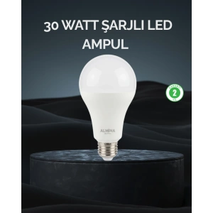 Mey İthalat® Şarjlı LED Ampul 30 Watt Soğuk Beyaz