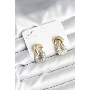 Sarmal Model Gold Gümüş Renk Pirinç Kadın Küpe