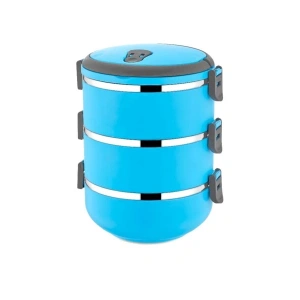 Sefer Tası Yemek Termosu Saklama Kabı Termosu 3lü - Mavi (5047)