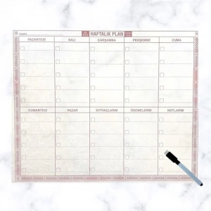 Şeffaf Kendiliğinden Yapışkanlı Kalemli Haftalık Planlayıcı 40cm-50cm (5047)