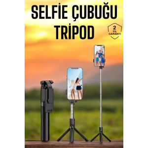 Mey İthalat® Selfie Çubuğu Tripod Kumandalı Telefon Tutucu Siyah