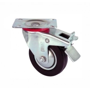 Servis Tekeri - Tablalı Frenli Siyah Döner - Çap 80 Mm