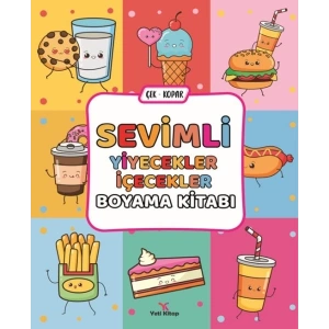 Sevimli Yiyecekler İçecekler Boyama Kitabı
