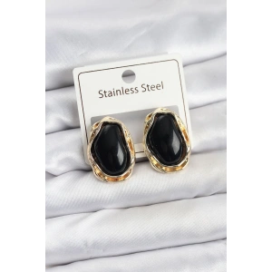 Mey İthalat® Siyah Damla Model Pirinç Vintage Kadın Küpe