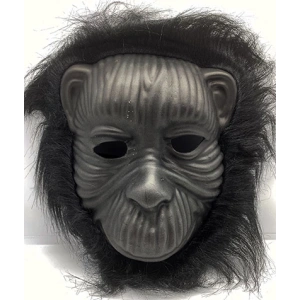 Siyah Renk Eva Goril Maskesi - Siyah Peluşlu Tüylü Orangutan Maskesi (5047)