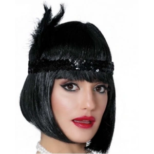 Siyah Renk Tüylü Çarliston Saç Bandı Kafa Bandı (5047)