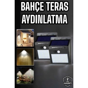 Mey İthalat® Solar Lamba Giriş, Bahçe Yol Avlu Hareket Sensörlü Led Parlak Gece Su Geçirmez