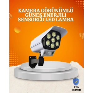 Solar Şarjlı Hareket Sensörlü LED Dış Mekan Lambası Kamera Tasarımlı Güvenlik Işığı