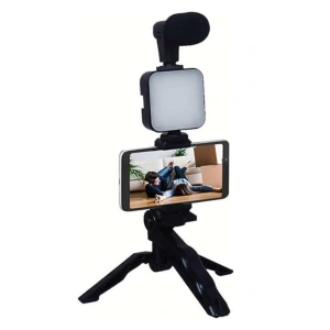 Mey İthalat® Telefon Tutucu Mikrofonlu Işıklı Youtuber Video Kayıt