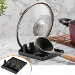 Tencere Kapak Tutuculu Kaşıklıklı Tencere Kapak Standı Pratik Kaşık Kepçe Altlık Düzenleyici (5047)