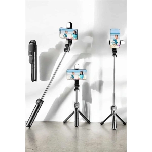 Mey İthalat® Tripod Kablosuz Bluetooth Bağlantılı Selfie Çubuğu 360 Derece Dönebilen