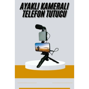 Mey İthalat® Tripod Telefon Tutucu Kumandalı Mikrofon Led Işık Vlog Video Kayıt