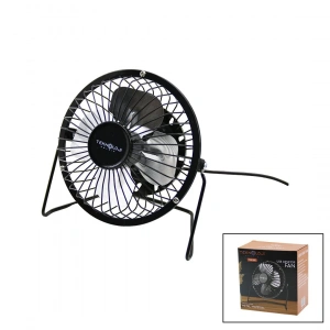 USB - MİNİ FAN METAL KASA - AYAK=360 DERECE MASA ÜSTÜ VANTİLATÖR 4-METAL PERVANE 13.5X11X15CM5V-2.5W (5047)