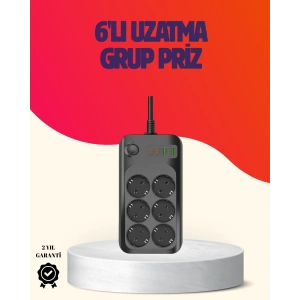 Mey İthalat® USB Type-C Destekli Termal Korumalı 6’lı Uzatma Priz 10A 2m