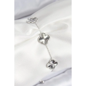 VIP Pirinç Yonca Model Gümüş Renk Kadın Bileklik