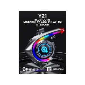 Y21 Rgb Işık Efektli Intercom Bluetooth Motosiklet Kask Kulaklığı Intercom Kulaklık