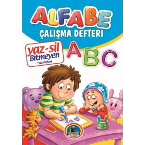 Yaz-Sil Alfabe Bitmeyen Yazı Defteri+Tahta Kalemi