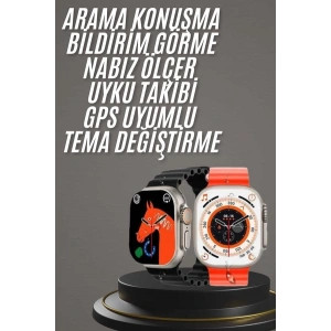 Mey İthalat® Yeni Model Akıllı Saat Ultra Smart Watch Gümüş Kasa 45mm Titreşim