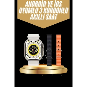 Mey İthalat® Yeni Nesil 3 Kordonlu Kol Saati 49 MM Amoled Ekran Akıllı Saat