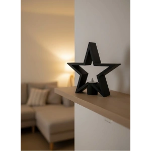 Mey İthalat® Yıldız Mumluk Siyah Modern Salon ve Raf Dekoru