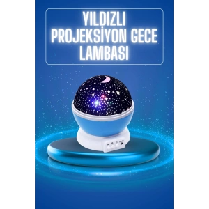 Mey İthalat® Yıldızlı Gece Lambası Mor Projeksiyon Görünümlü Masa Lambası Renk Değiştirebilen
