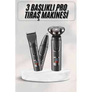 Mey İthalat® Yüksek Performanslı 3 Başlıklı Profesyonel Şarjlı Islak ve Kuru Kullanıma Uygun