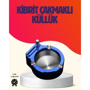 Mey İthalat® Yuvarlak Metal Küllük Çakmak Entegreli Dayanıklı Yapı