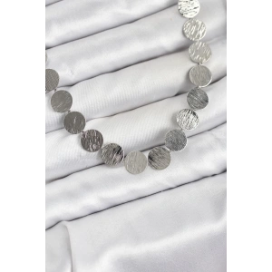 Mey İthalat® Yuvarlak Plaka Model Gümüş Renk Kadın Kolye