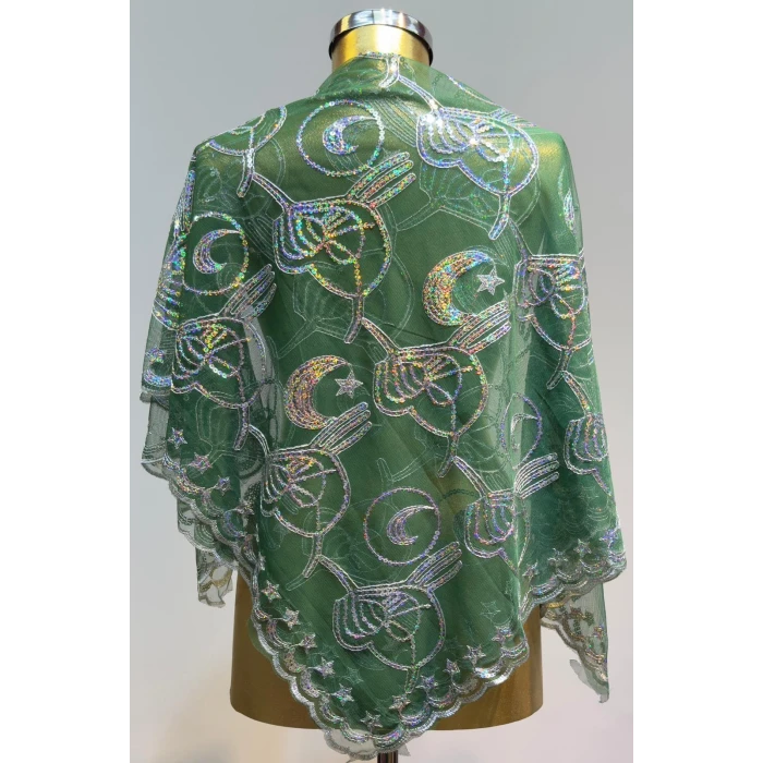 Yeşil Osmanlı Tuğra Motif Damat Şalı