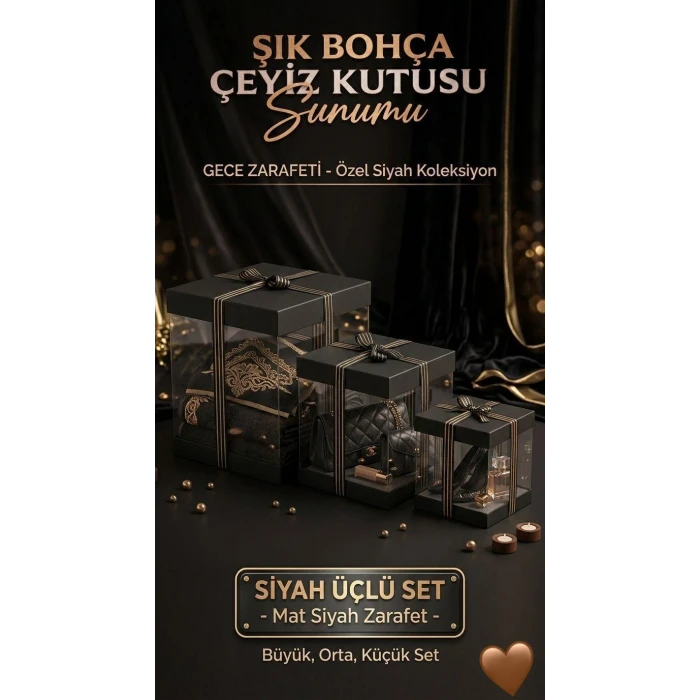 3 Lü Asetat Kutu Siyah