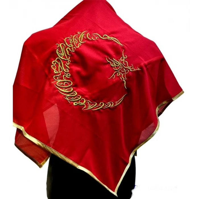 Nakışlı Ayyıldız Damat Şalı Kırmızı