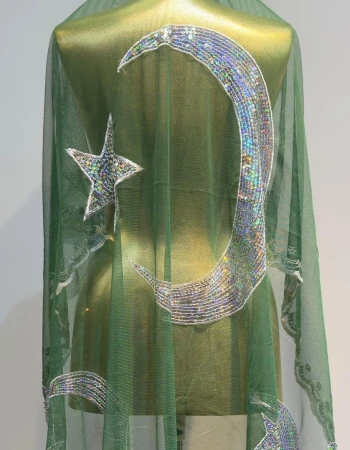 Yeşil Ayyıldız Pullu Damat Şalı