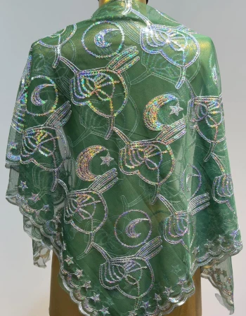 Yeşil Osmanlı Tuğra Motif Damat Şalı