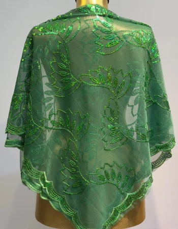 Yeşile Yeşil Çiçek Desen Damat Şalı