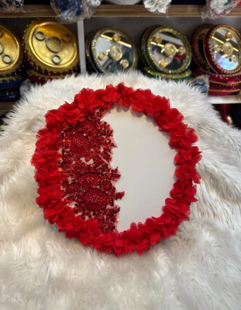 Tam Tur Çiçekli Tek Aplik Gelin Tefi