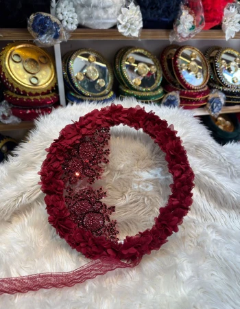 Tam Tur Lazer Çiçek Tek Aplik Şeffaf Gelin Tefi