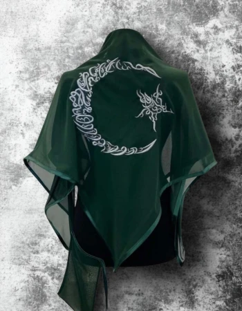 Ayyıldız Gümüş Nakışlı Şifon Damat Şalı