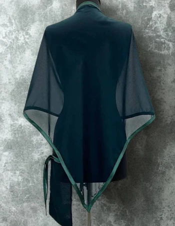 Düz Biyeli Şifon Damat Şalı Yeşil