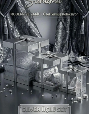 3 Lü Asetat Kutu Gümüş