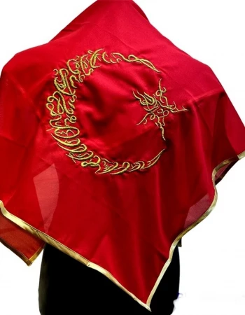 Nakışlı Ayyıldız Damat Şalı Kırmızı