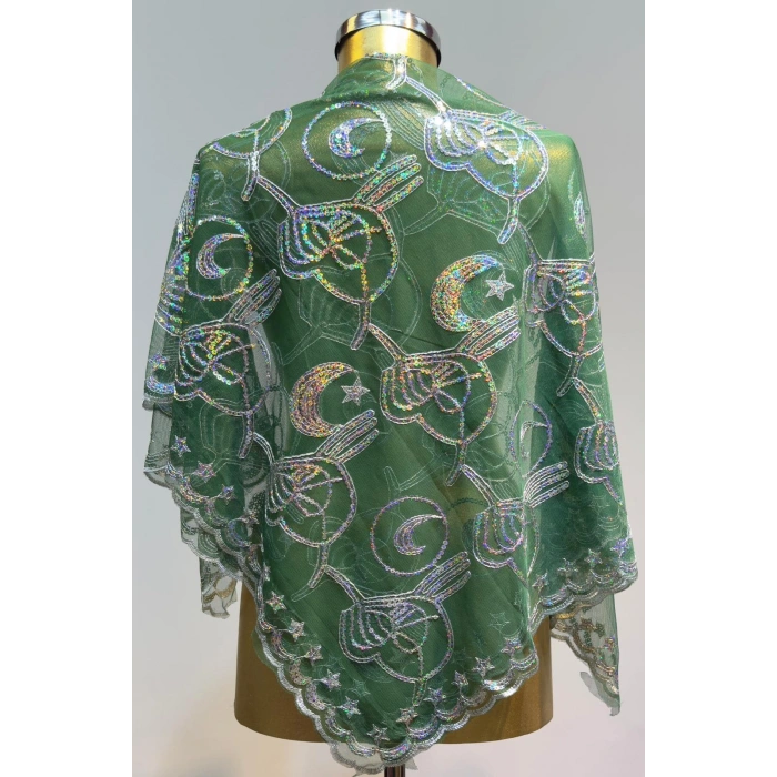 Yeşil Osmanlı Tuğra Motif Damat Şalı